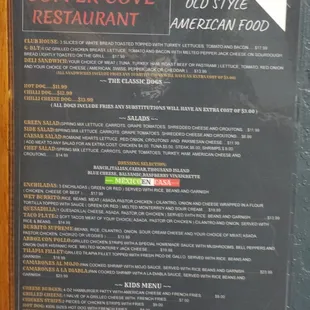 New Menus and Prices