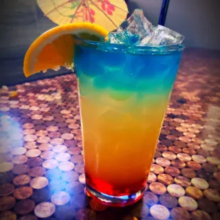 a colorful drink