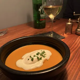 Pumpkin soup &amp; Chardonnay