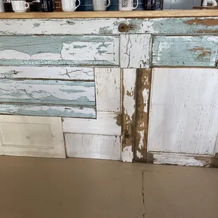 Repurposed doors, very crafty.
