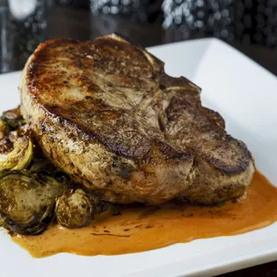 Pork Porterhouse - Chorizo Cream, Crispy Brussels