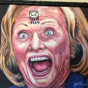 Check out Hillary's forehead....this was a painting on their wall