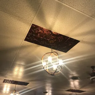 Copper ceiling tiles.