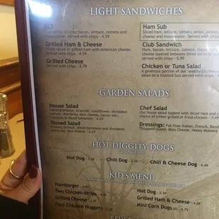 Extensive menu.