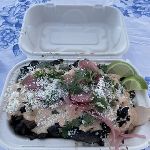 a container of food on a table