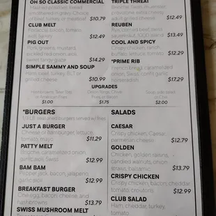 Lunch menu