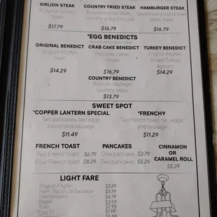 Breakfast menu