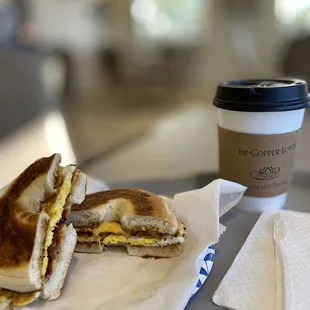 Bacon, egg and cheese on a bagel!