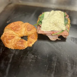 Ham , cheese, spinach croissant