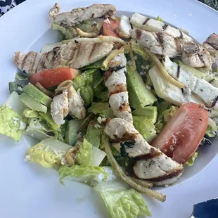 Haloumi salad, with chicken