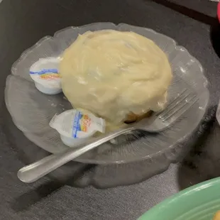a plate of potatoes and a cake