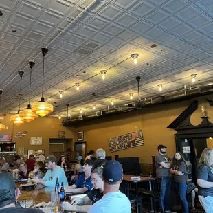 people eating and drinking