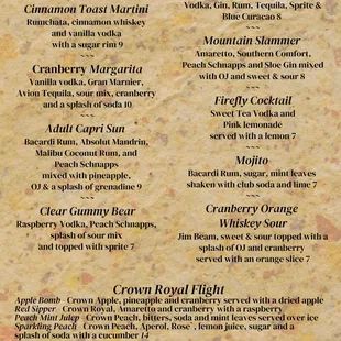 Cocktail Menu