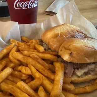 French Dip Sandwich with really good fries