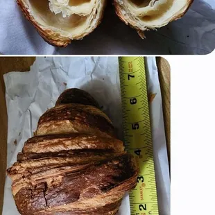 A college friend bought this croissant for $5 yesterday and sent me these photos.The lamination kind of lacked layers. (2/28/24)