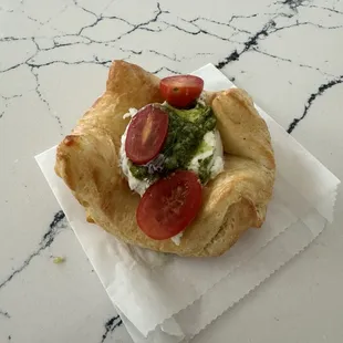 Goat Cheese, Tomato &amp; Pesto Danish