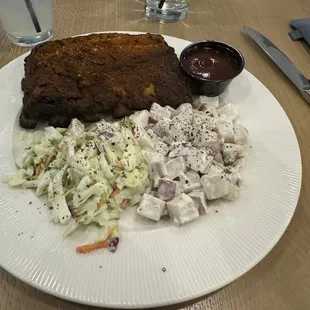 Barbecue Ribs with coleslaw and potato salad. Outstanding!