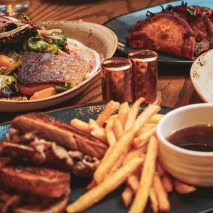 Bison Ribeye Dip, High Plains Salad, Lam Quesabirria