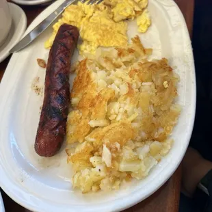 Polish beef sausage and eggs
