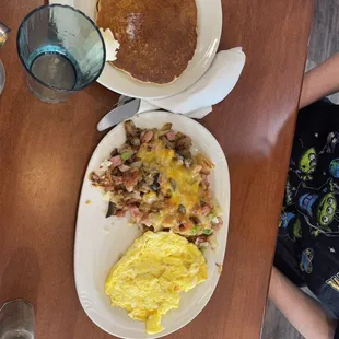 Wisconsin skillet with pancakes