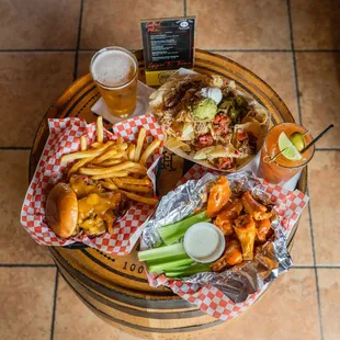 a basket of food on a table