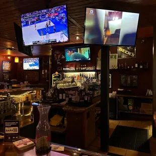 the bar and televisions