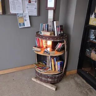book barrel when walk in the door