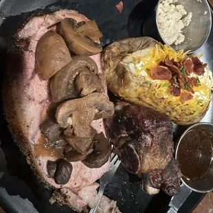 Second prime rib dinner with mushrooms. The cut was disappointingly a bit tough.