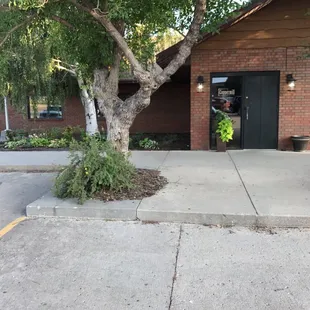 the entrance to the restaurant