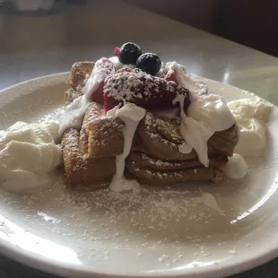 Stuffed French toast served Everyday Until 11am