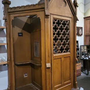 Confessional displaying cool merch