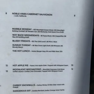 the menu