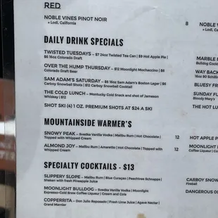 the menu