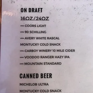 menu