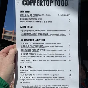 the menu