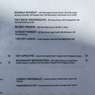 menu