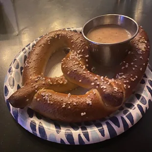 Pretzel with honey mustard dip