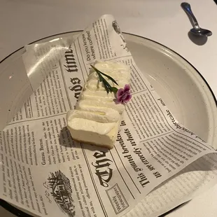 a piece of cheesecake on a plate