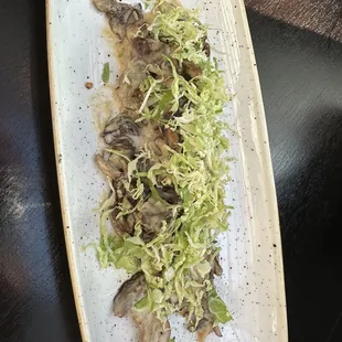 Warm mushroom salad - delicious!! Some mushrooms were a little chewy but not bad