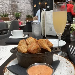Tots and grapefruit mimosa