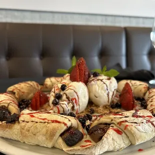 a plate of desserts