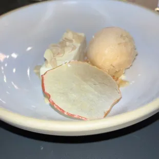 Cardamom cheesecake and wine sorbet