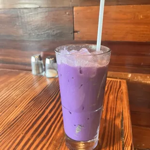 Purple Pain cocktail, Filipino rum with ube and other fruits
