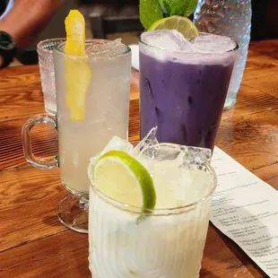 Japanese cocktail, purple pain, Brazilian lemonade