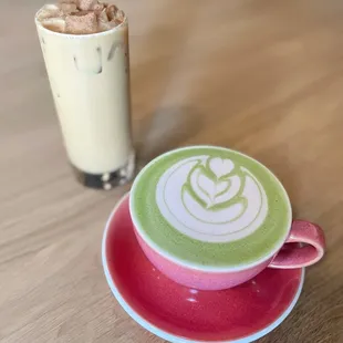 Toffee Oat Latte and the Cute Drink (matcha and ube)