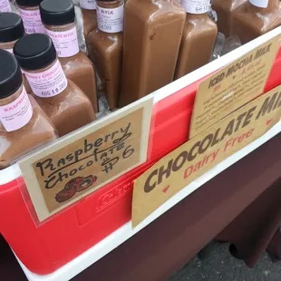 a display of chocolate milk