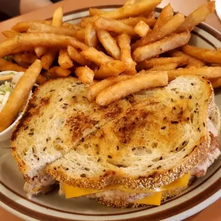 Tuna melt with french fries