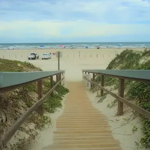 The boardwalk from the condos to the beach.