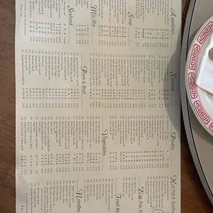 The menu