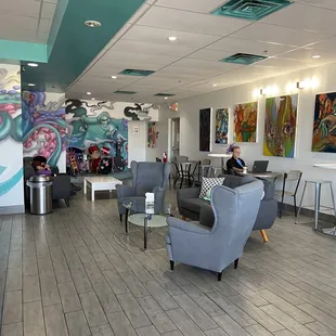 a woman sitting in a chair